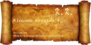 Kincses Kristóf névjegykártya